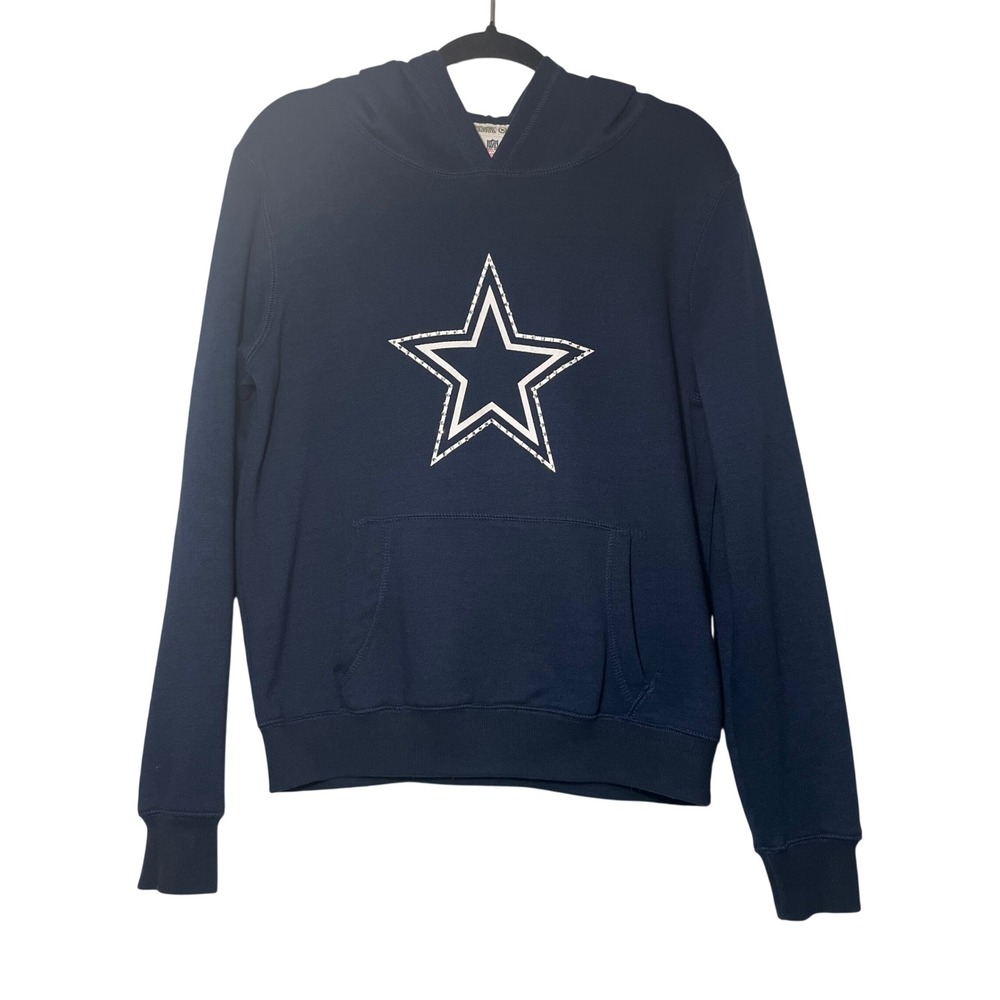 PINK Victoria's Secret Dallas Cowboys Navy Blue Rhinestone Star Hoodie ‎ Size M